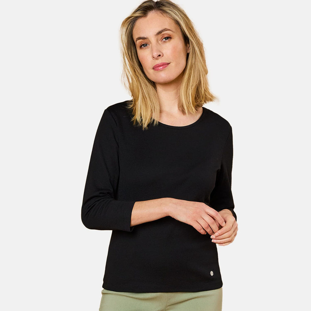 Emreco 3-4 Sleeve Crew Neck Top (Size 12) - Black