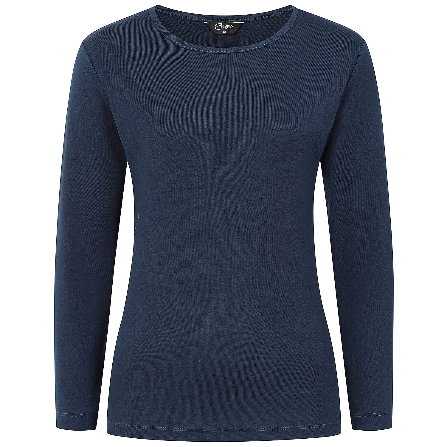 Emreco Relaxed Fit 3-4 Sleeve Crew Neck Classic Top (Size 12) - Navy