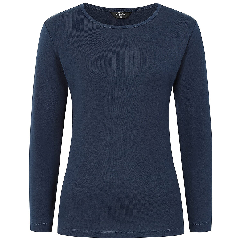 Emreco Relaxed Fit 3-4 Sleeve Crew Neck Classic Top (Size 16) - Navy