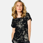 Emreco Roll Sleeve Sparkle Top (Size 16 to 18) - Black