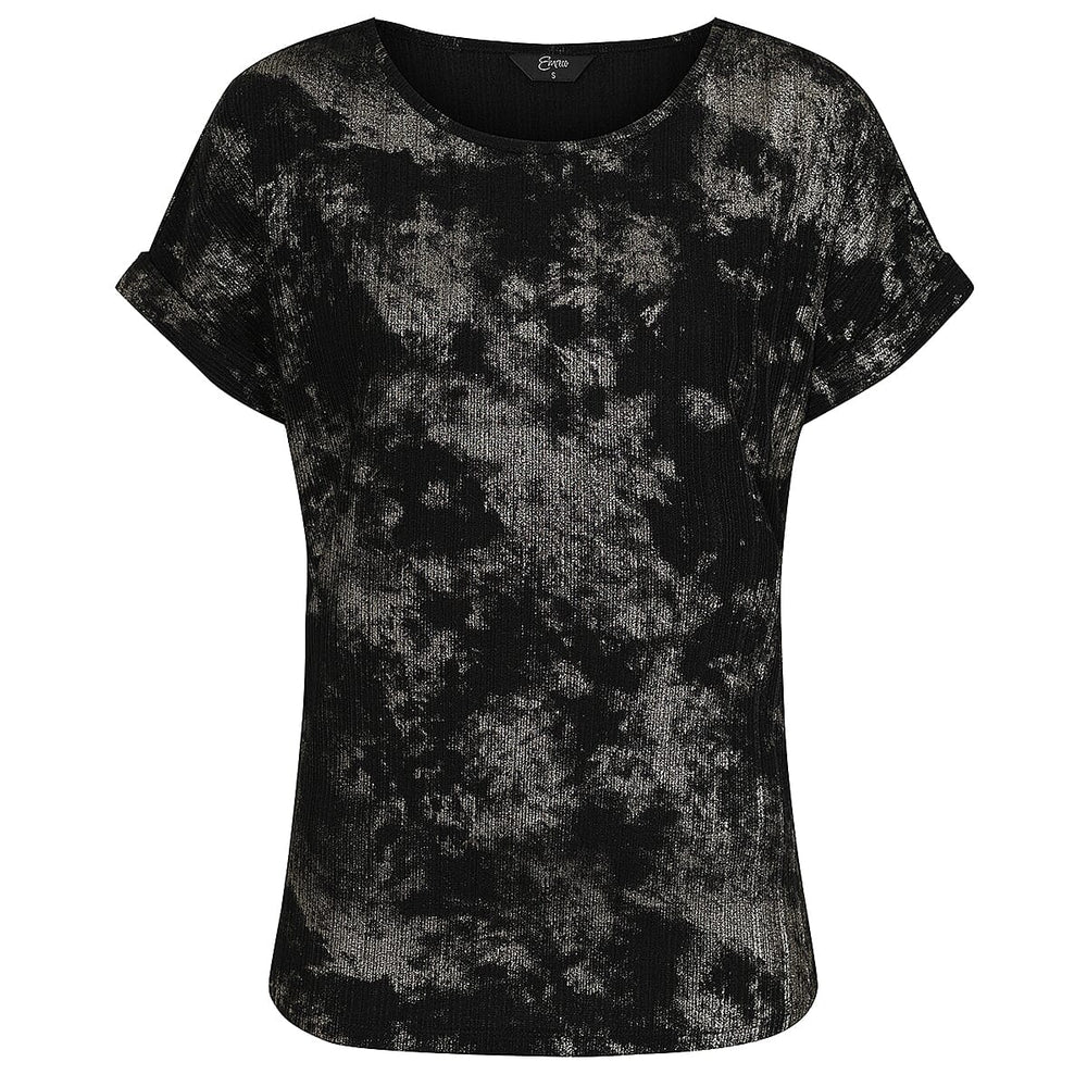 Emreco Roll Sleeve Sparkle Top (Size 16 to 18) - Black