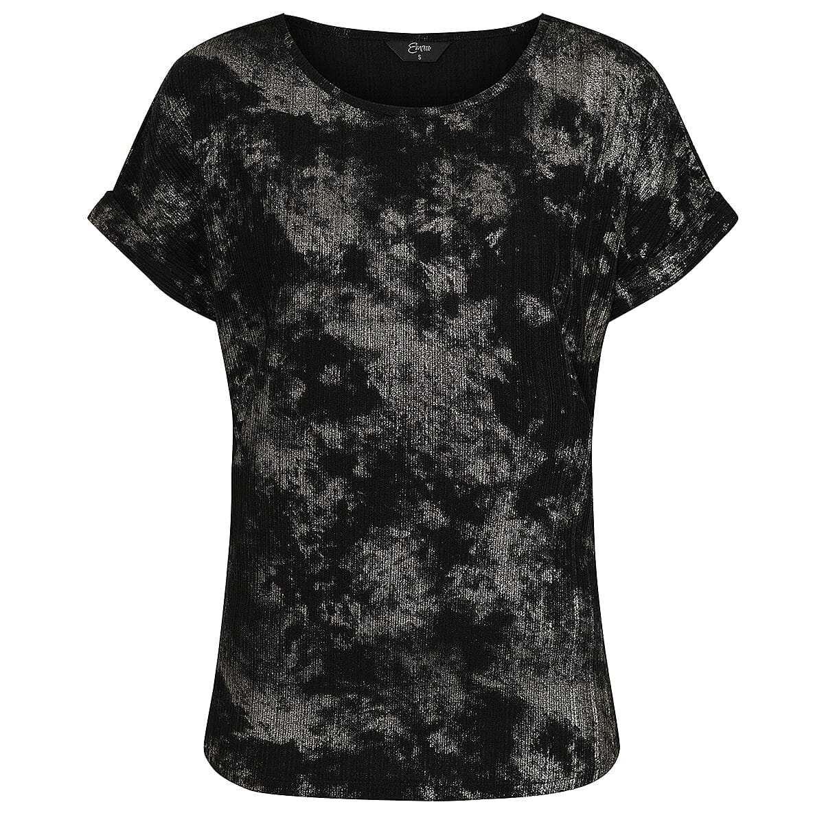 Emreco Roll Sleeve Sparkle Top (Size 16 to 18) - Black