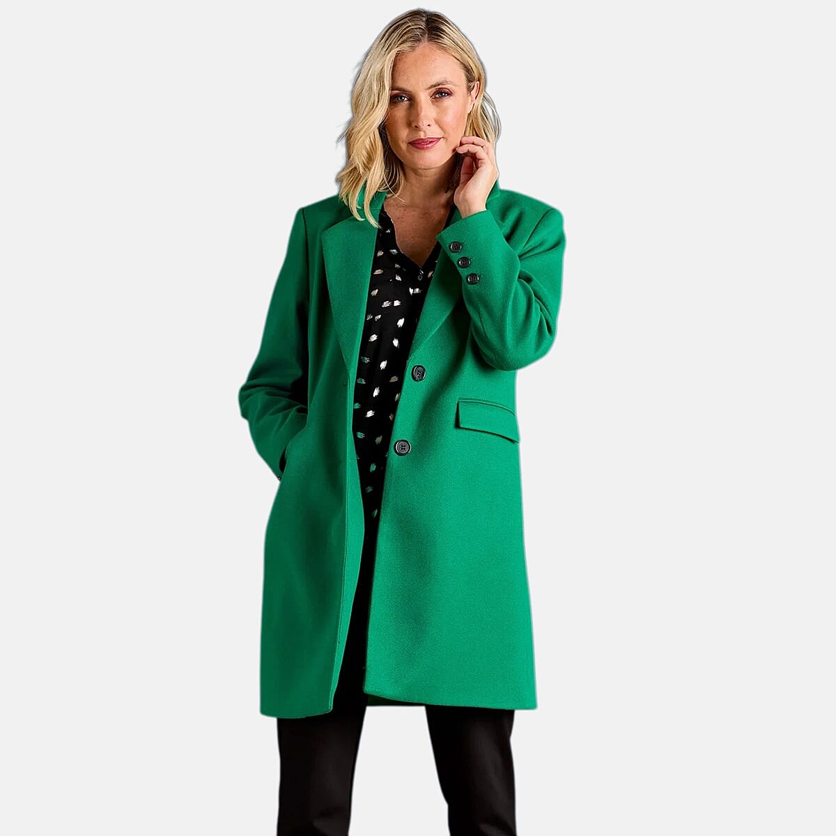 Emreco Single Breasted Revere Collar Coat (Size 20) - Green