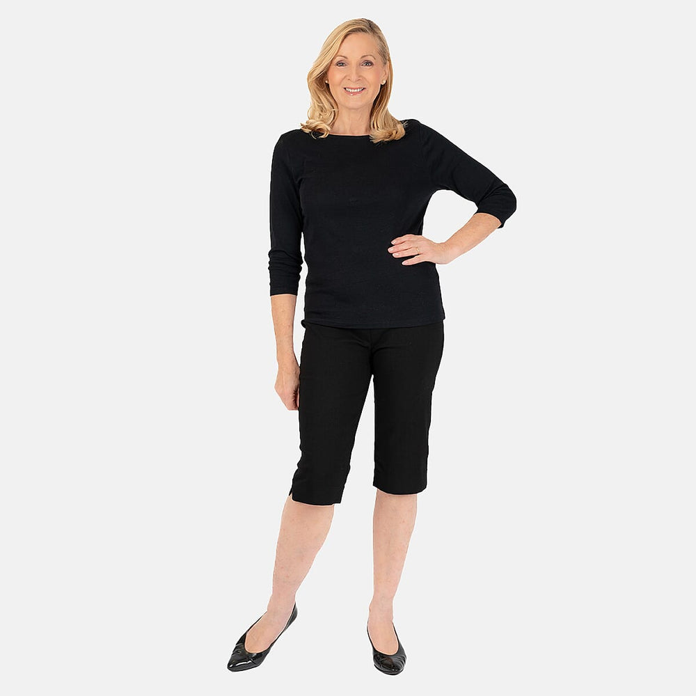 EMRECO Stretch Knee Length Short (Size 10) - Black