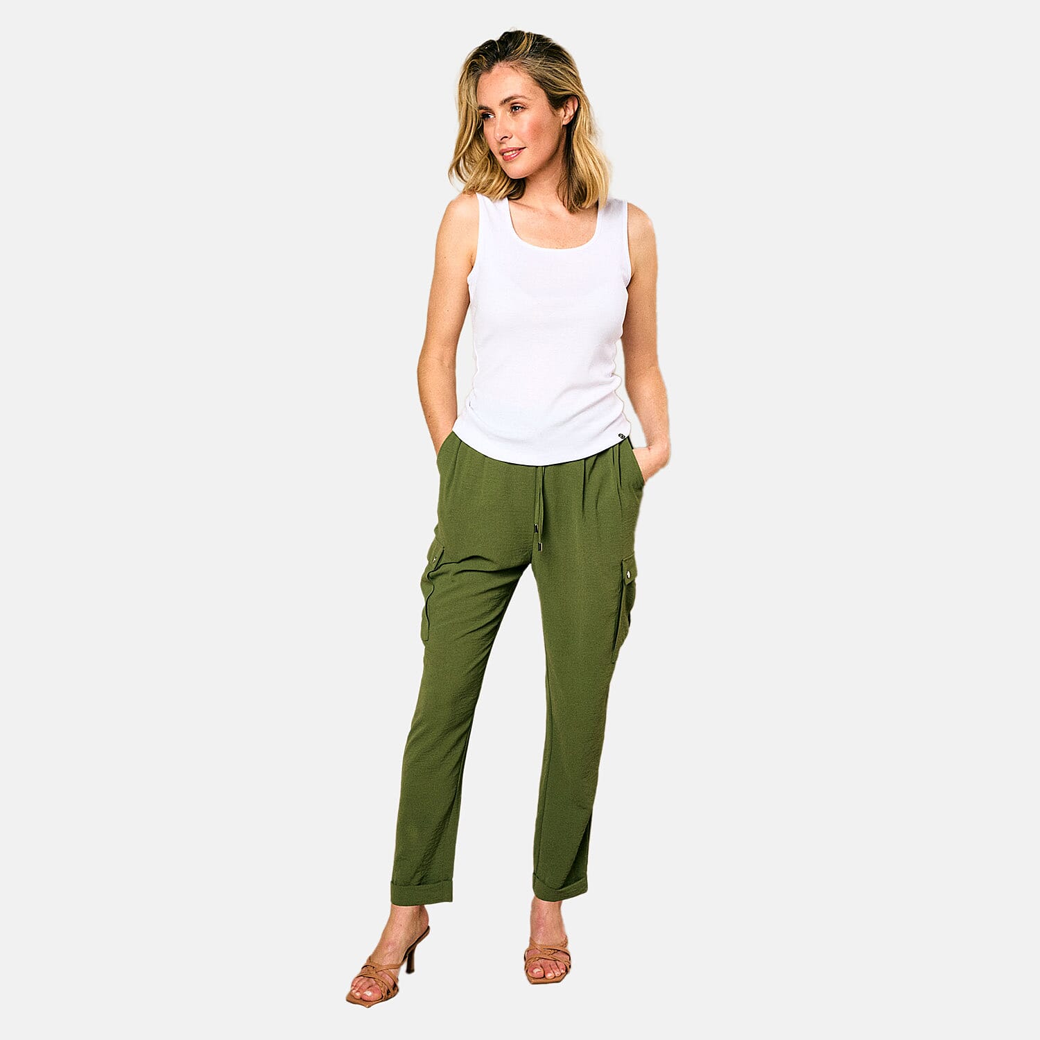 Emreco Tie Waist Utility Style Trouser (Size 10) - Khaki