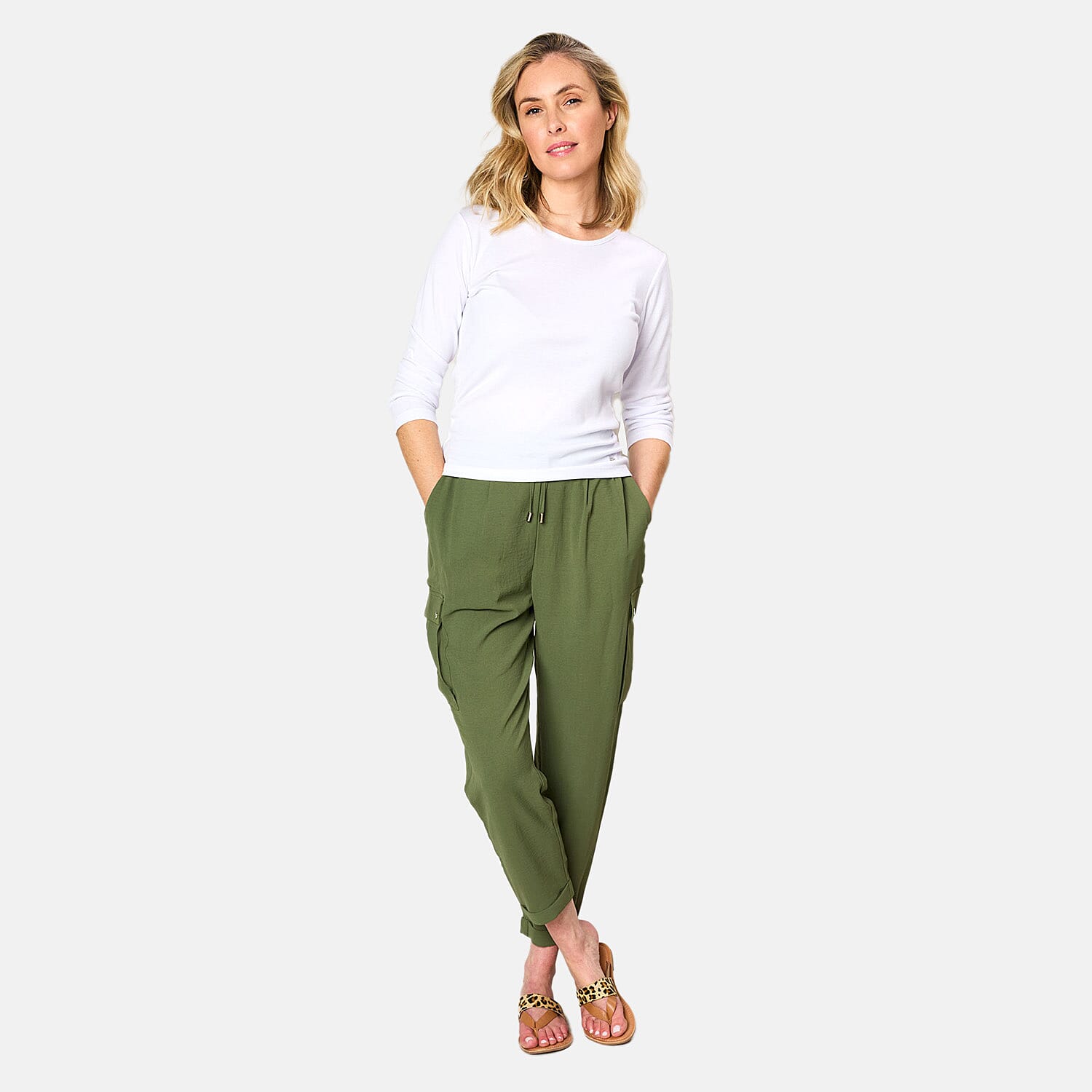 Emreco Tie Waist Utility Style Trouser (Size 20) - Khaki
