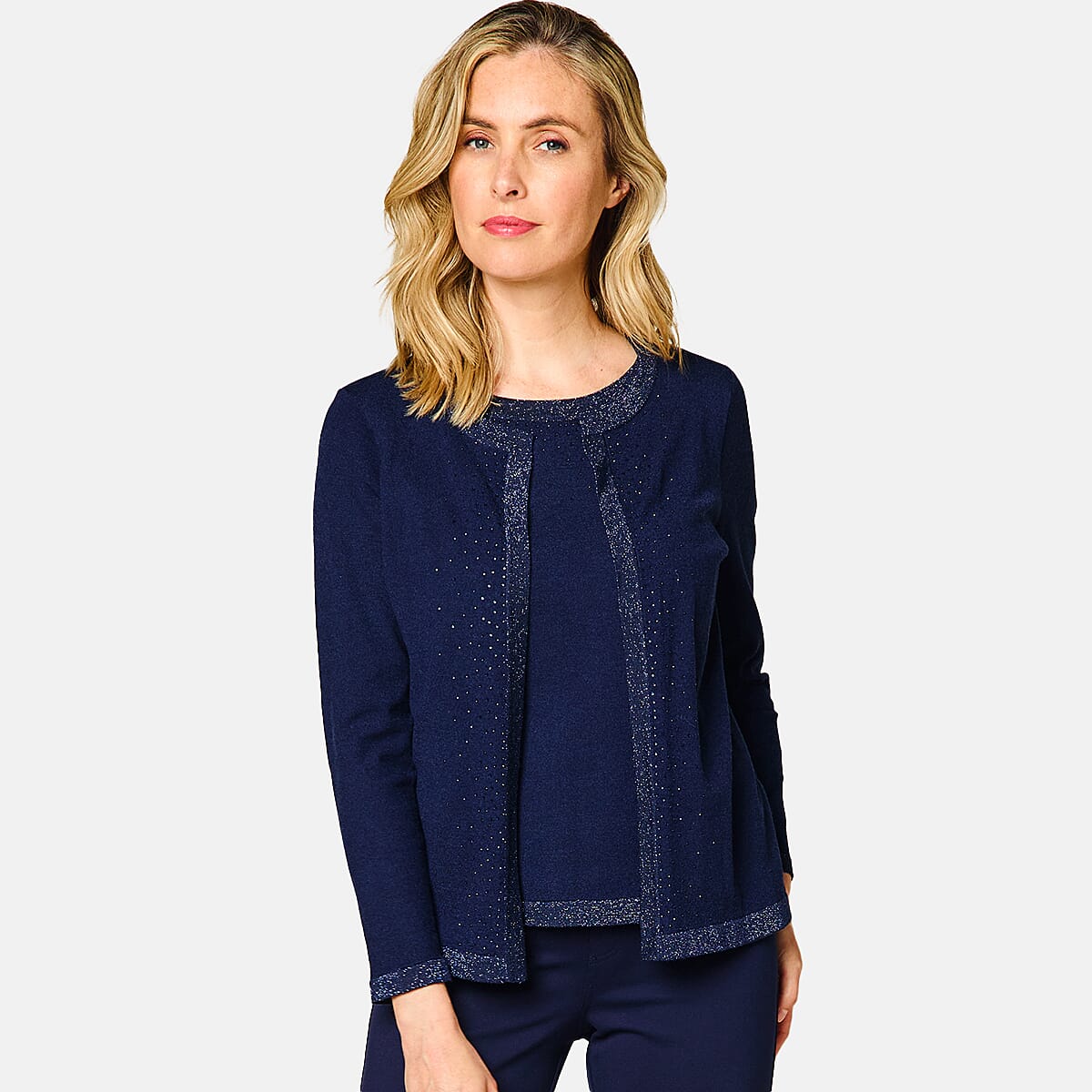 Emreco Twin Set with Lurex Trim & Heat Seal (Size 16  to 18)  - Navy