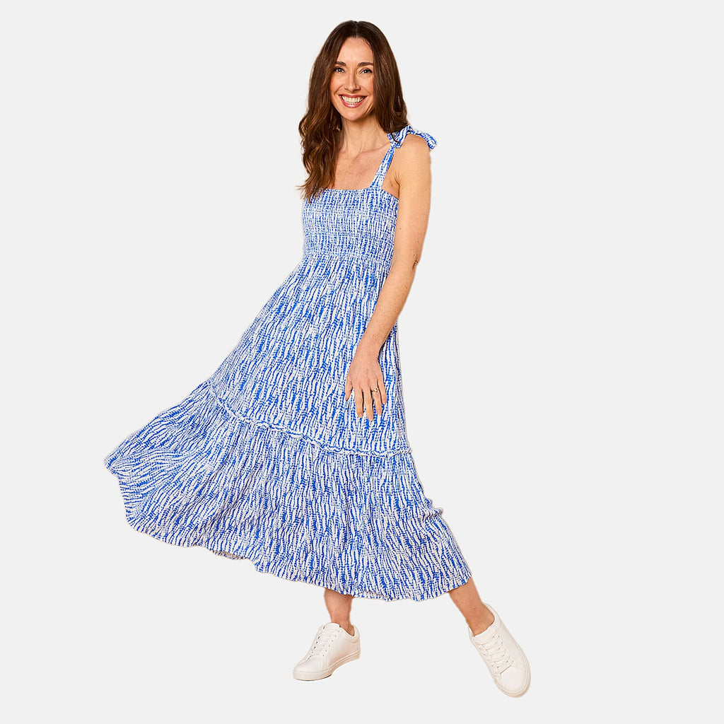 Emreco Shoulder Tie Midi Dress (Size 18) - Blue