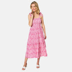 Emreco Shoulder Tie Midi Dress (Size 10) - Pink
