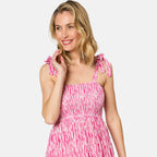 Emreco Shoulder Tie Midi Dress (Size 10) - Pink