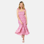 Emreco Shoulder Tie Midi Dress (Size 16) - Pink