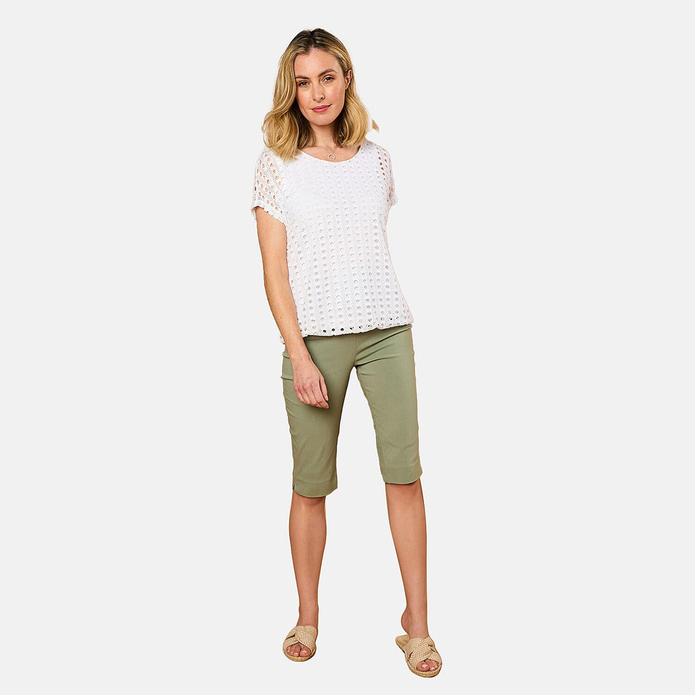 EMRECO Stretch Knee Length Short (Size 12) - Light Khaki