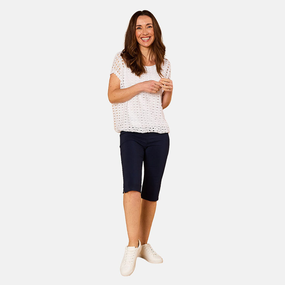 EMRECO Stretch Knee Length Short (Size 14) - Navy
