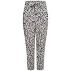 Emreco 100% Viscose Print Tie Waist Lightweight Tapered Leg Trouser (Size 12) - Black & White