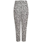 Emreco 100% Viscose Print Tie Waist Lightweight Tapered Leg Trouser (Size 12) - Black & White