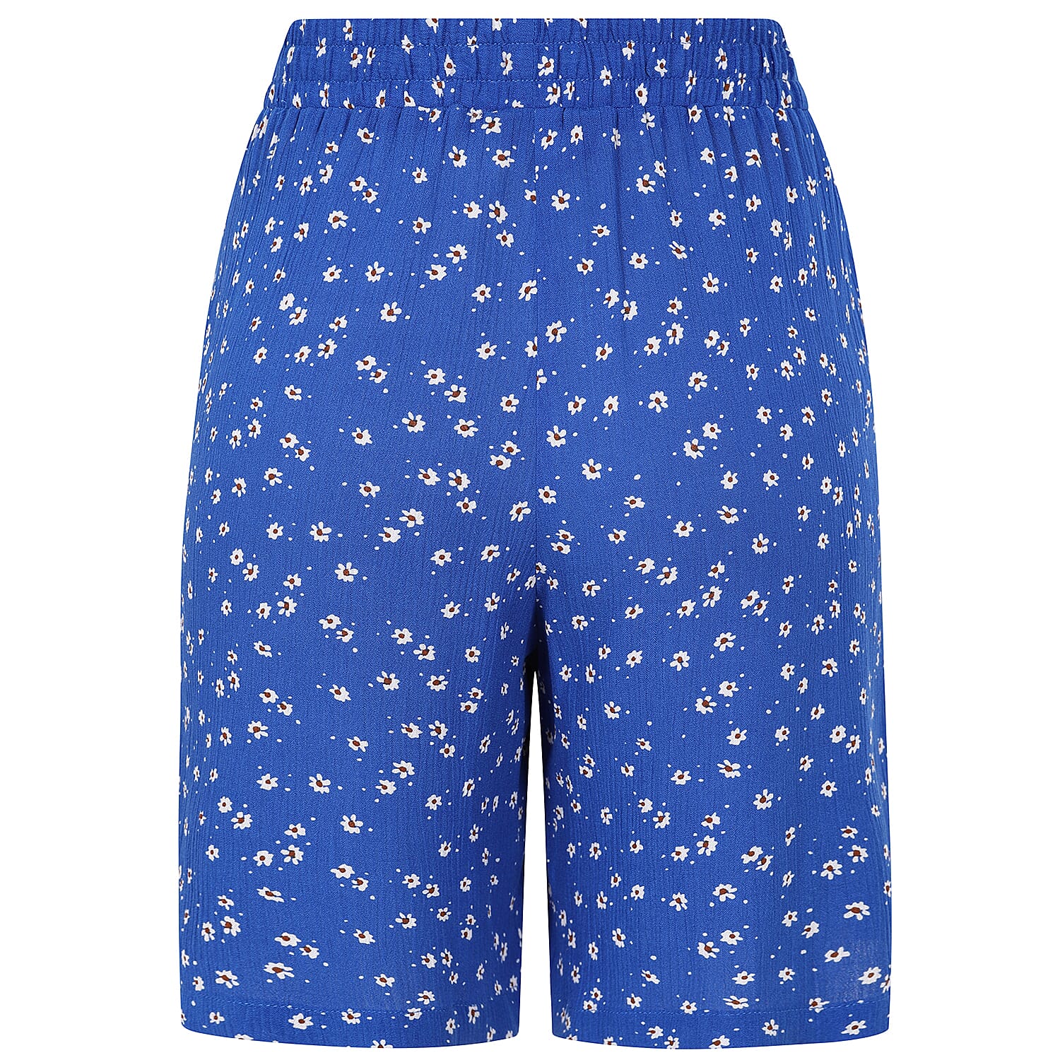 Emreco 100% Viscose Printed Crinkle Shorts with Side Pockets (Size 10) - Blue