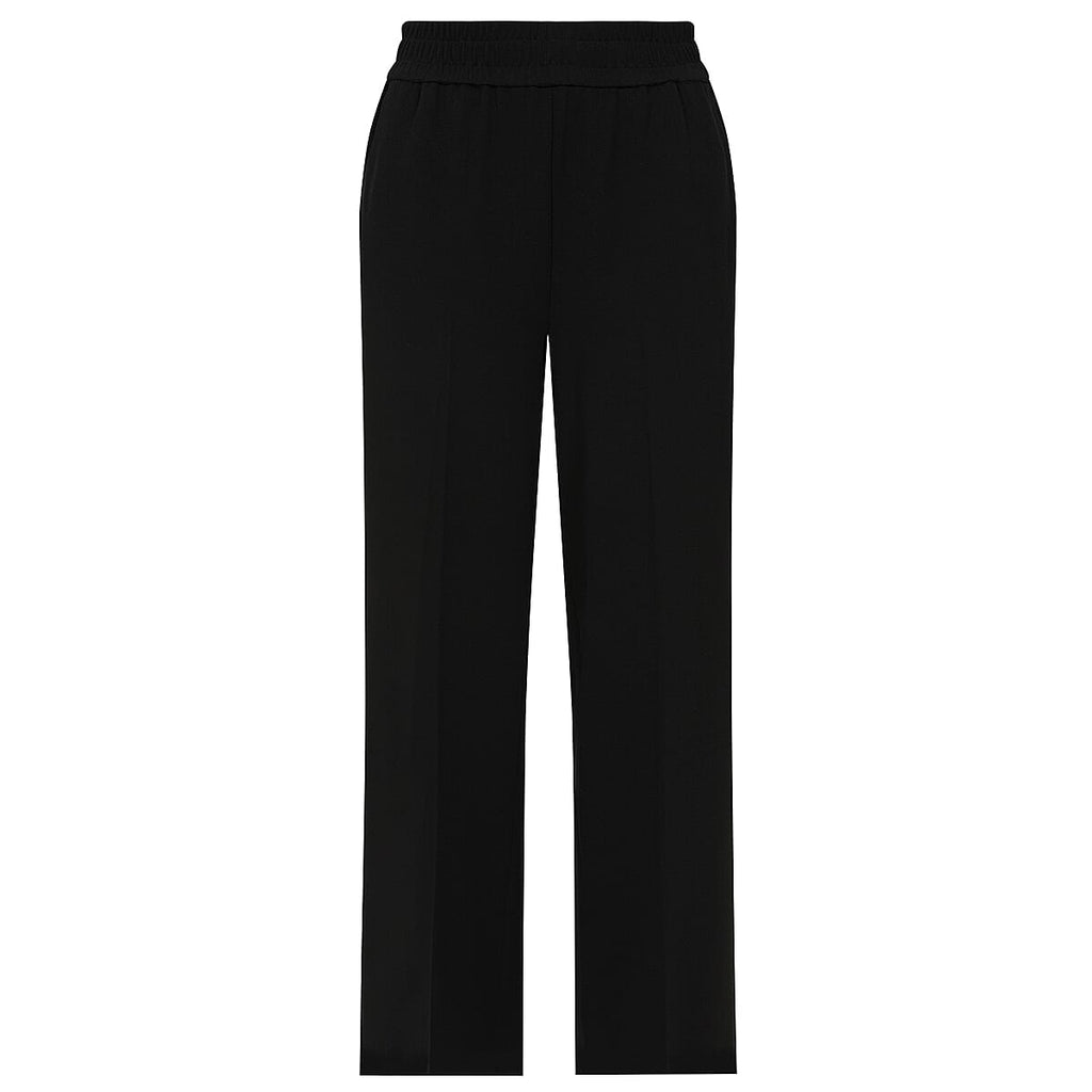 Emreco Wide Crepe Trs with Elasticated Waistband (Size 16) - Black