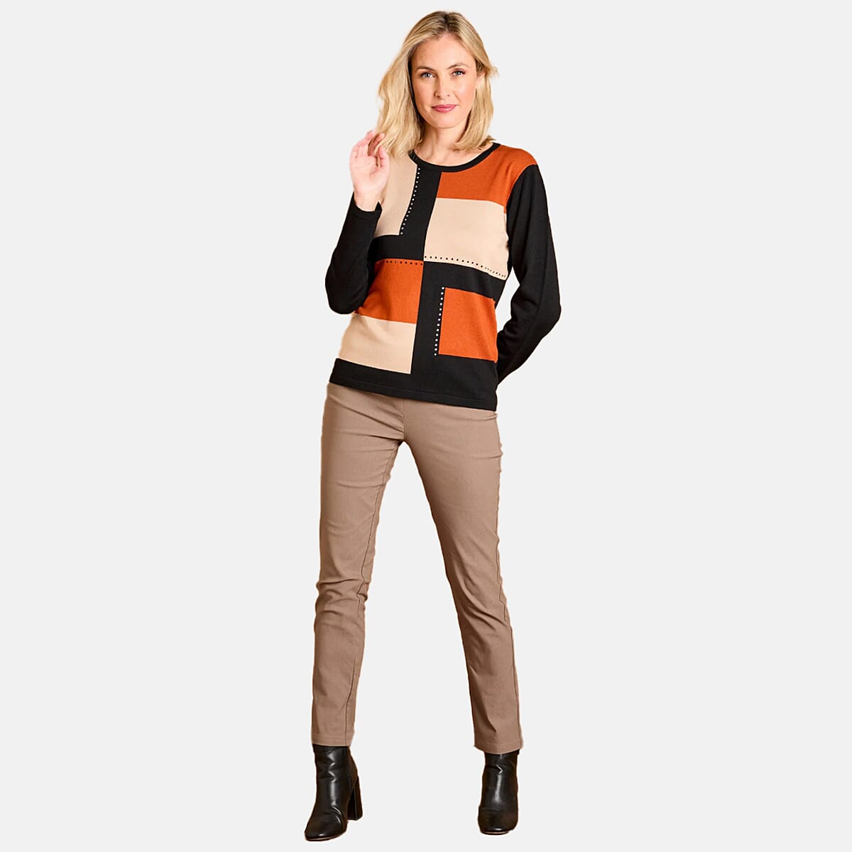 Emreco Fleece Lined Pull On Bengaline Trouser (Size 12) - Stone