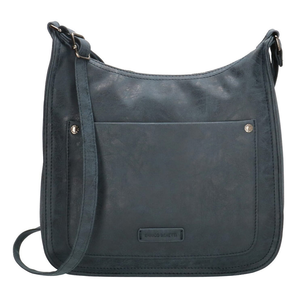 Designer Closeout - Enrico Benetti Leatherette Crossbody Bag with Shoulder Strap - Navy
