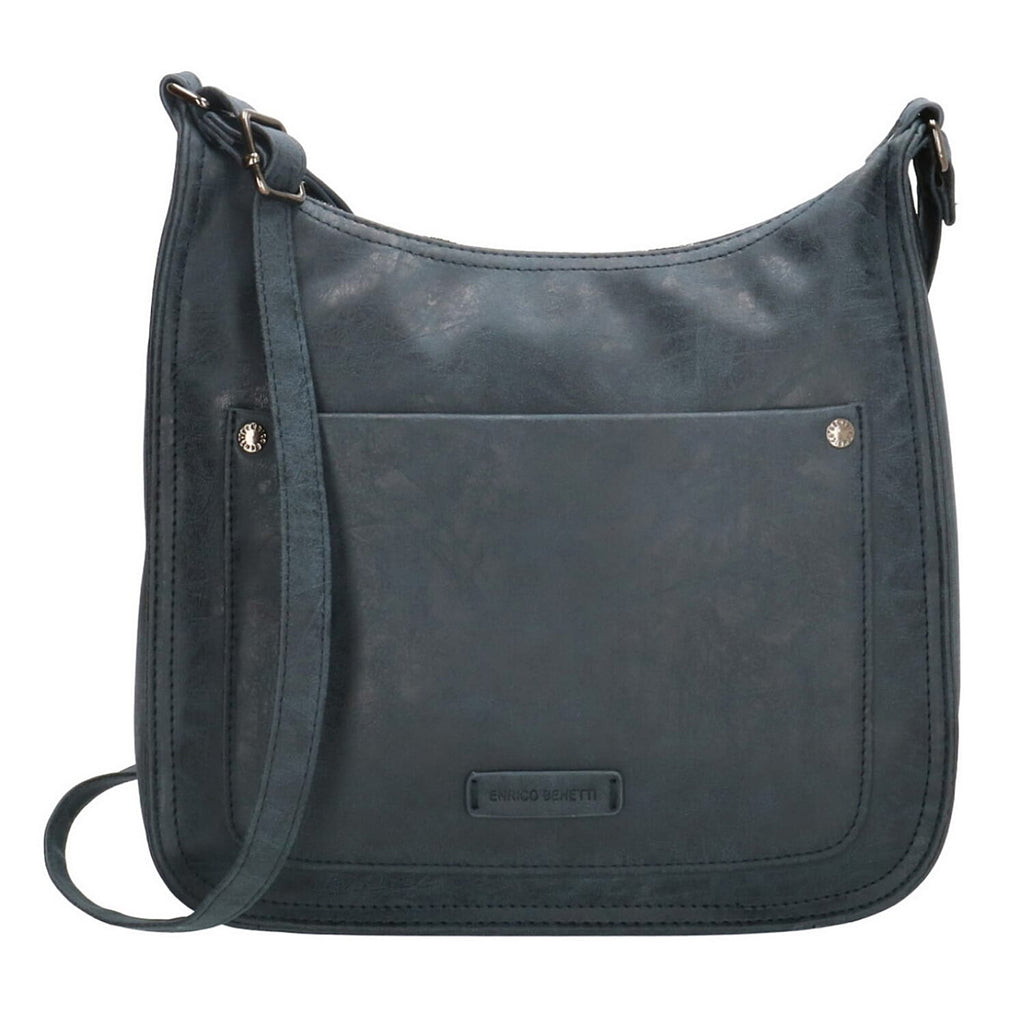 Designer Closeout - Enrico Benetti Leatherette Crossbody Bag with Shoulder Strap - Navy