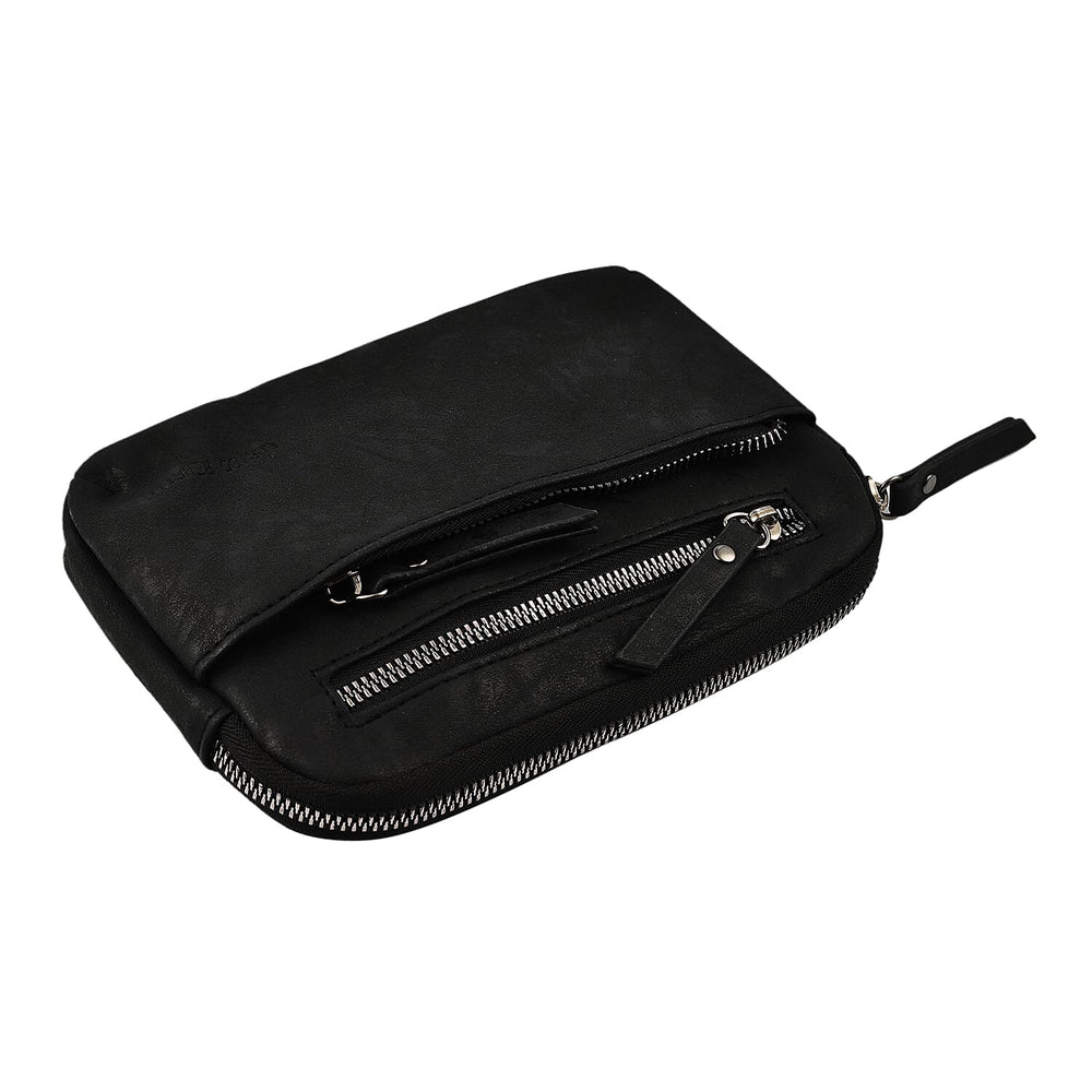 Designer Closeout - Enrico Benetti Leatherette Crossbody Bag with Exterior Zipped Pocket - Black