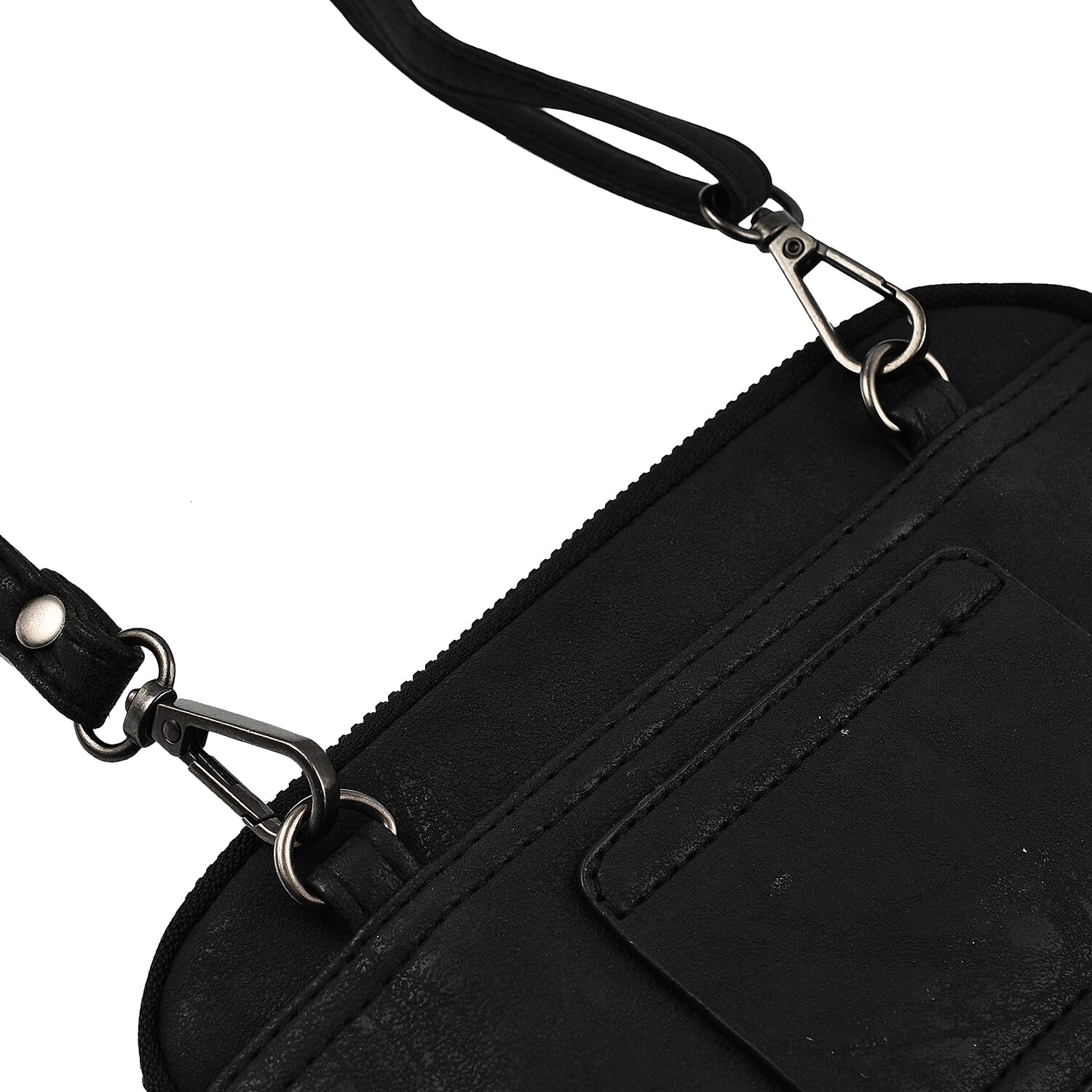 Designer Closeout - Enrico Benetti Leatherette Crossbody Bag with Exterior Zipped Pocket - Black