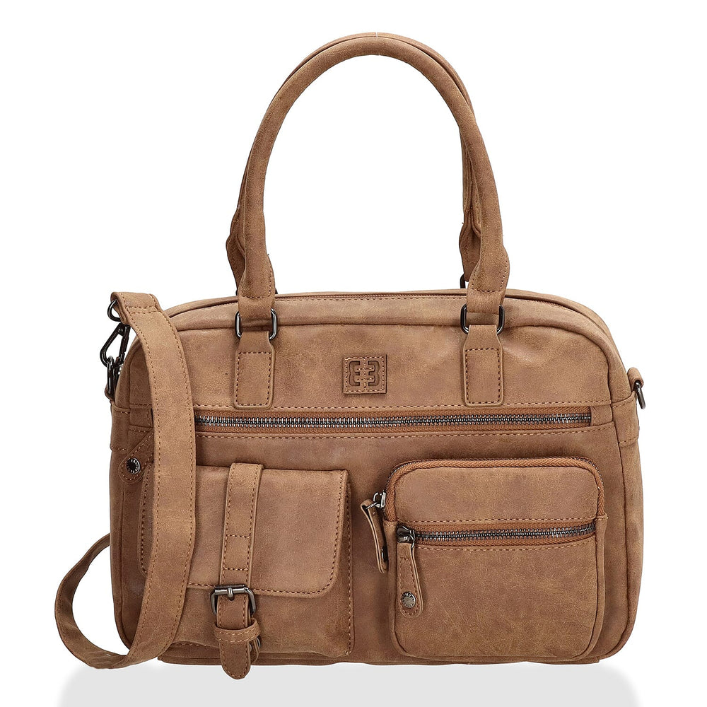 Enrico Benetti Leatherette Shoulder Bag - Camel