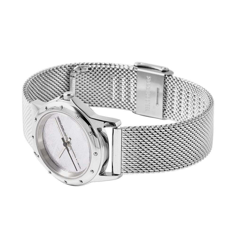 EON 1962 Swiss Movement Meteorite Dial 5ATM Water Resistant Watch in Stainless Steel Mesh Strap