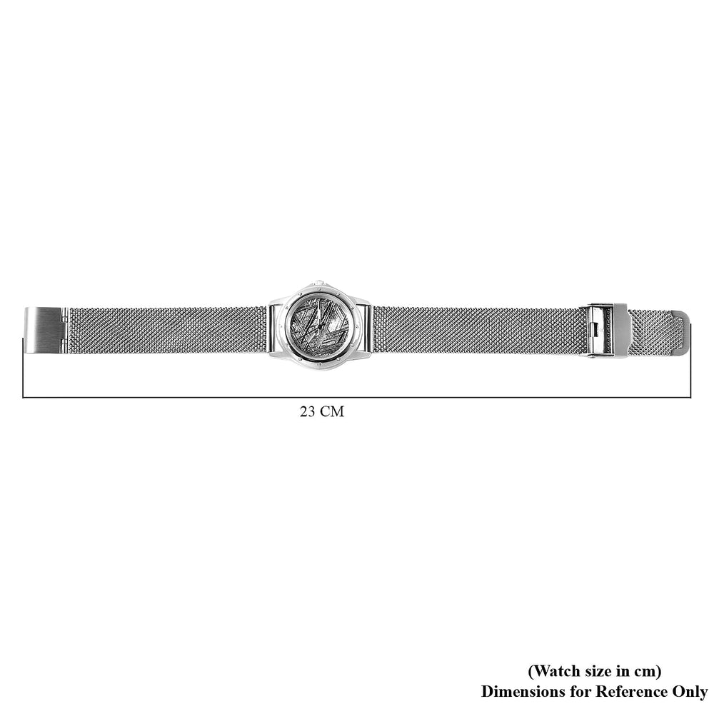 EON 1962 Swiss Movement Meteorite Dial 5ATM Water Resistant Watch in Stainless Steel Mesh Strap