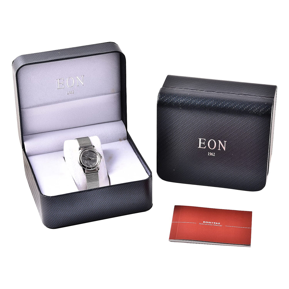 EON 1962 Swiss Movement Meteorite Dial 5ATM Water Resistant Watch in Stainless Steel Mesh Strap
