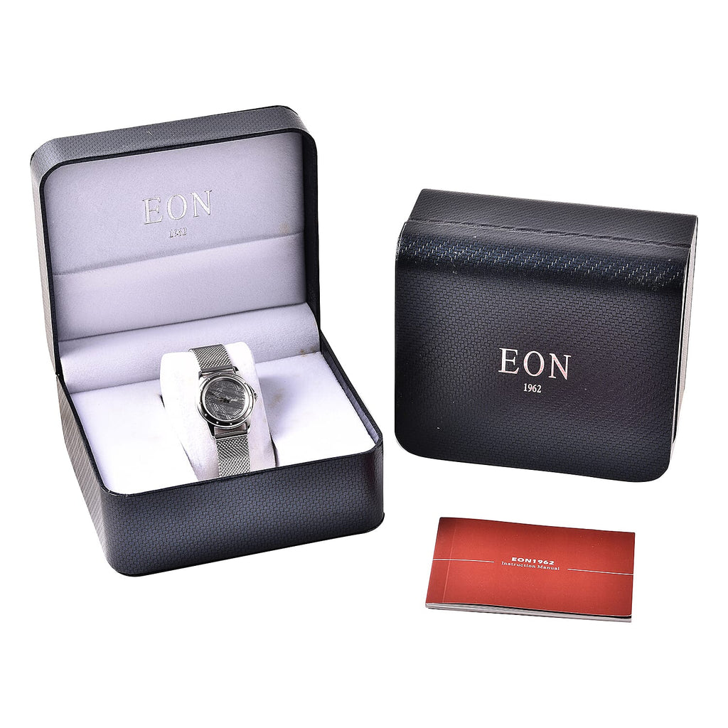 EON 1962 Swiss Movement Meteorite Dial 5ATM Water Resistant Watch in Stainless Steel Mesh Strap