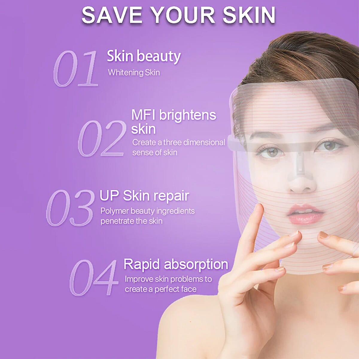 THE BEST GALA DEAL -Erth Beauty Ultimate Skin Treatment 3 Colour Led Mask - Red, Blue and Yellow LED Lights