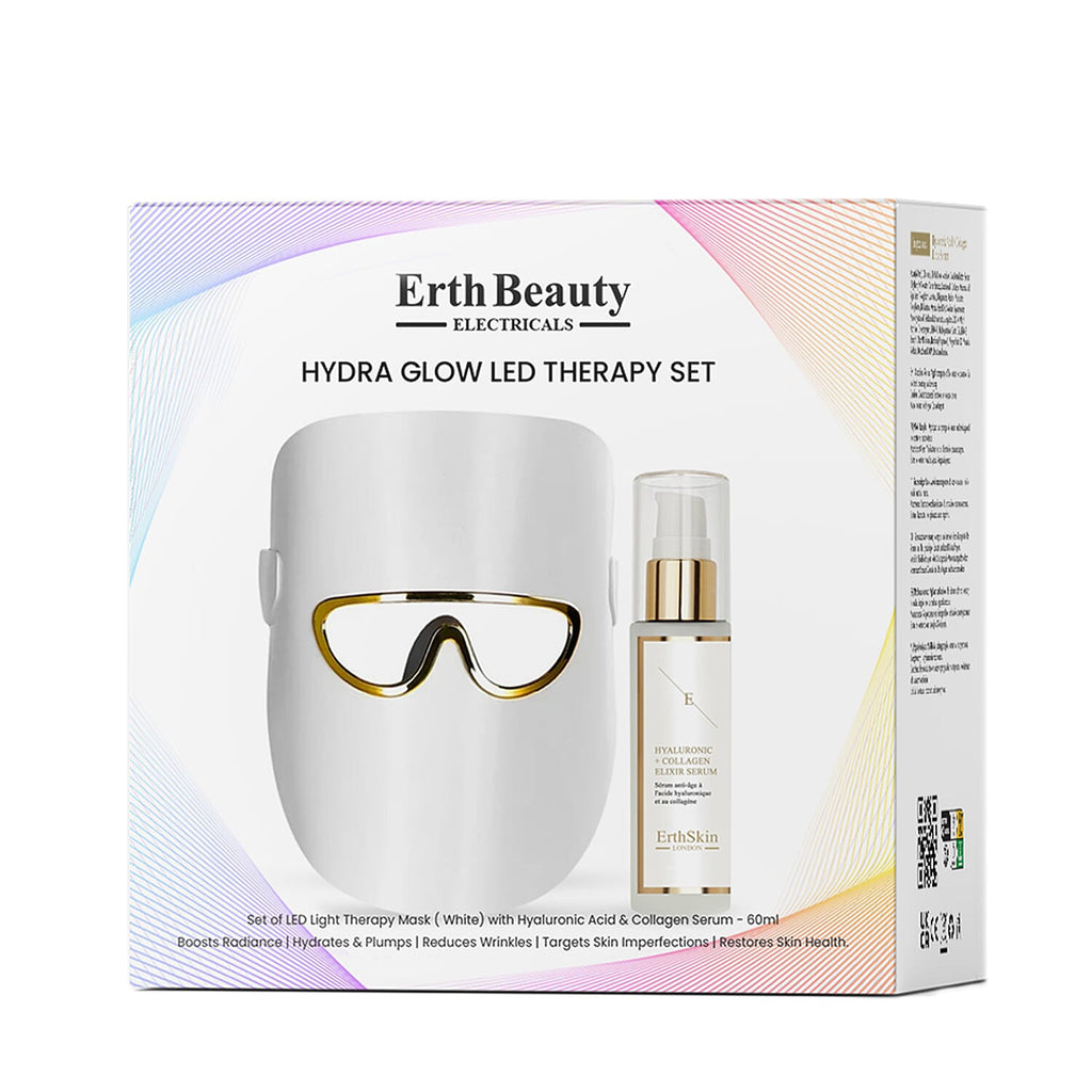 Erth Beauty Hydra Glow Led Therapy Set (Led Light Therapy Mask White with Ha Serum)