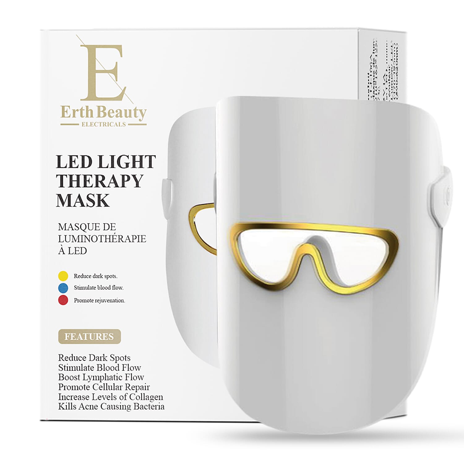 Erth Beauty Hydra Glow Led Therapy Set (Led Light Therapy Mask White with Ha Serum)