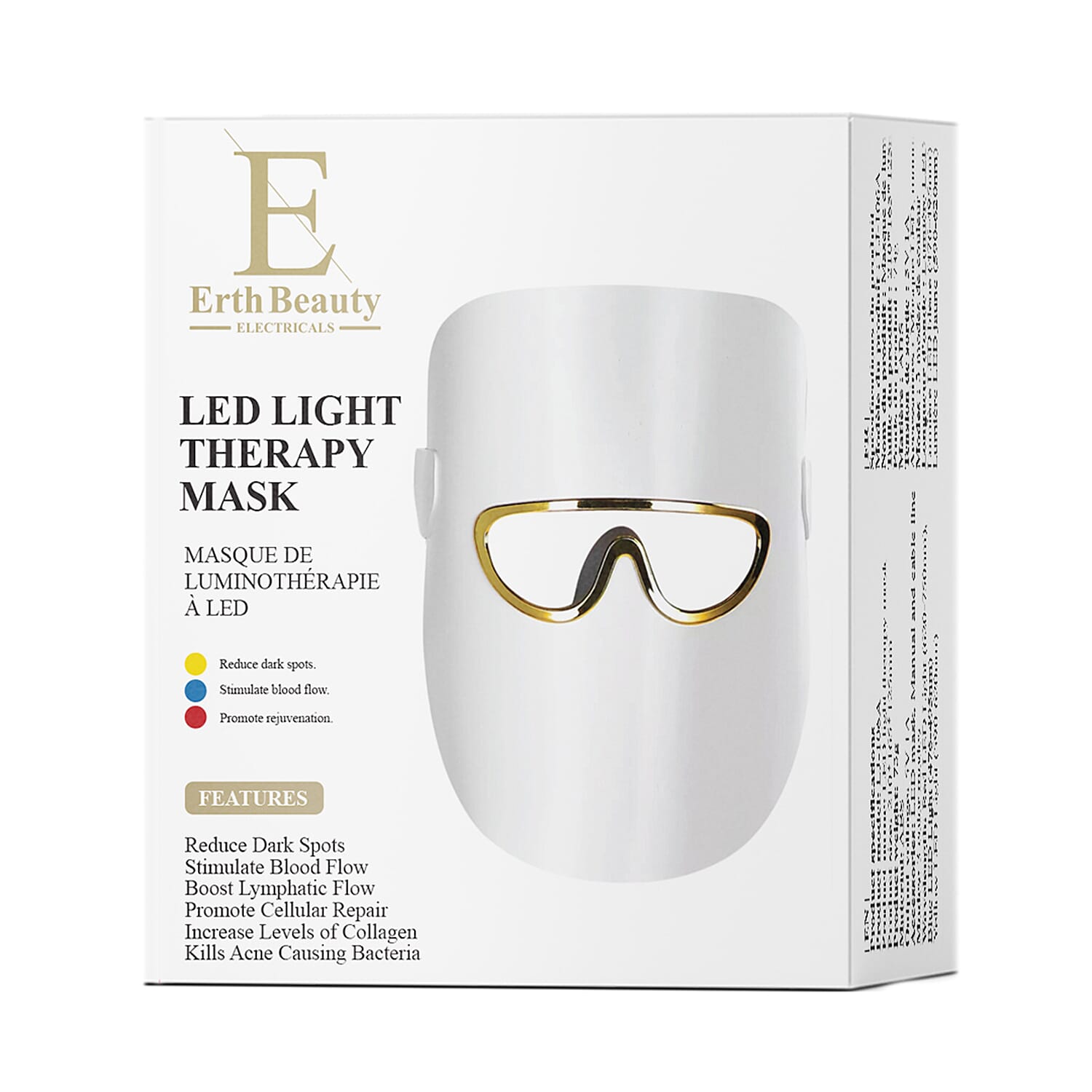 Erth Beauty Hydra Glow Led Therapy Set (Led Light Therapy Mask White with Ha Serum)