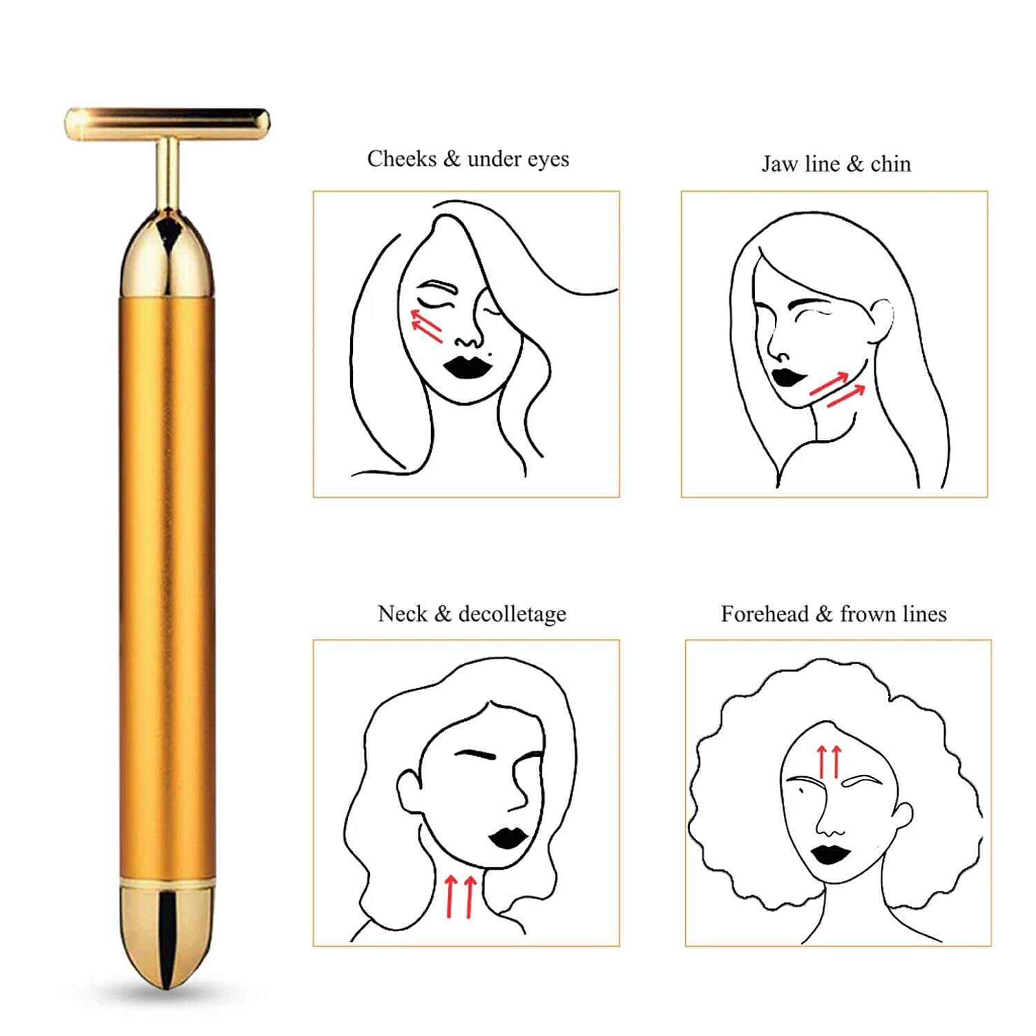 ErthSkin 24K Gold Micro-Pulse Facial Massager T-Bar