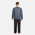 Essential Sleepwear Waffle T-Shirt with Check Flannel Lounge Pants (Size M) - Teal & Black