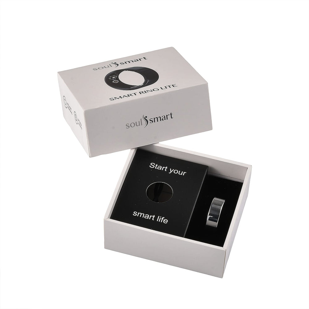 Soul Smart V1 Smart Ring - Stainless Steel Fitness Tracker with Heart Rate, SpO2, Sleep Monitor, Bluetooth 5.1, IP68 Waterproof, Magnetic Charging