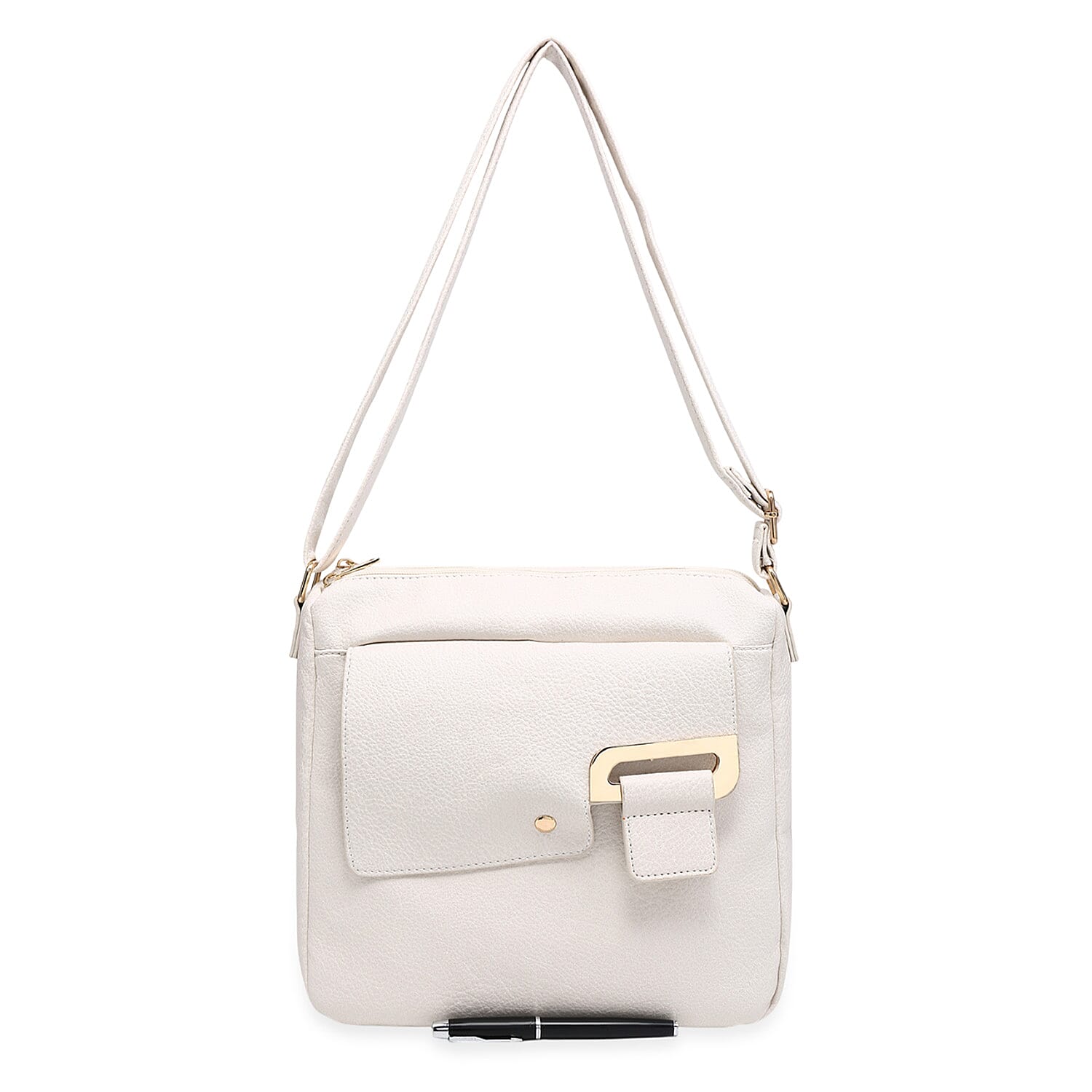 House Of Milano Everyday Crossbody Bag with Flap Closure - Beige