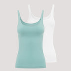 Bella Bodies Pack of 2 - Everyday Pure Comfort Camisole (Size 22 To 24) - White - Sea Jade
