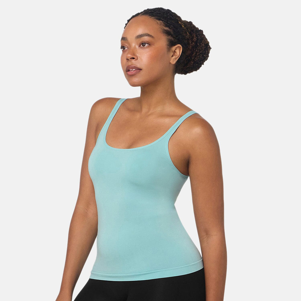Bella Bodies Pack Of 2 - Everyday Pure Comfort Camisole (Size 12 To 16) - White - Sea Jade.