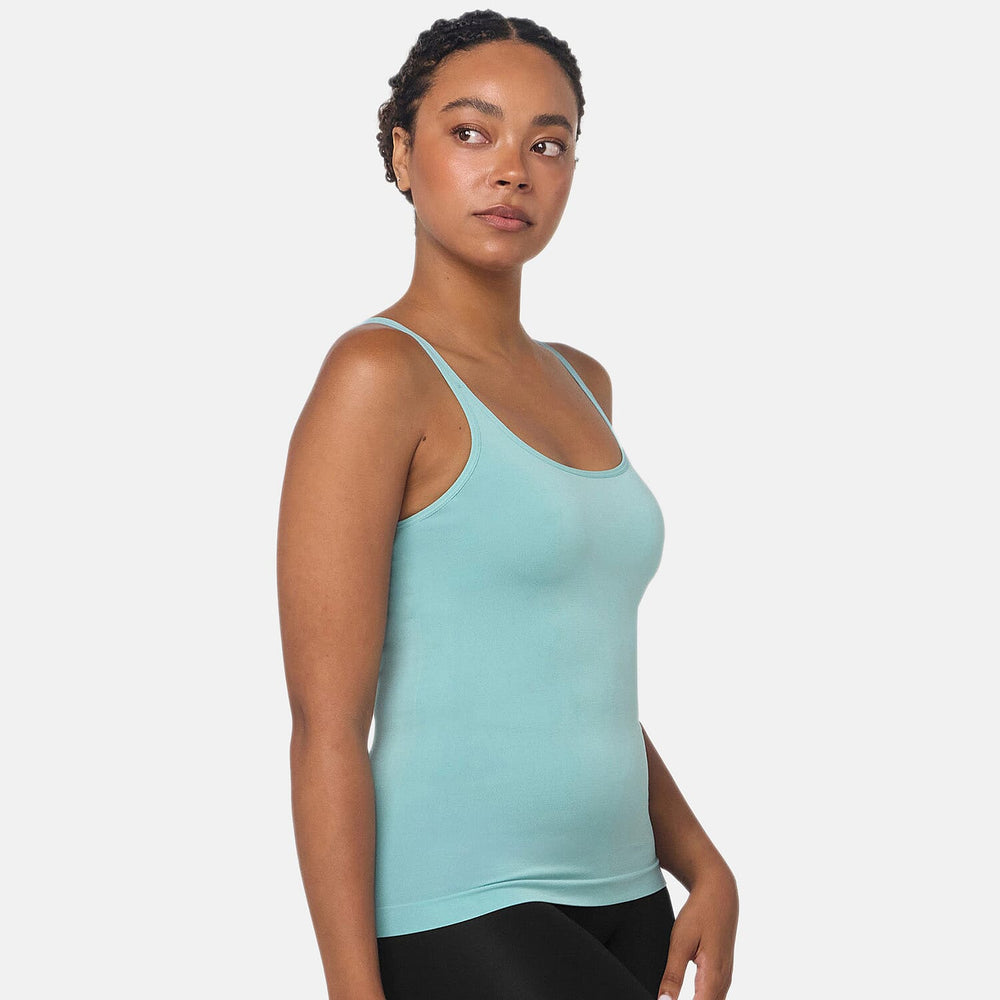 Bella Bodies Pack Of 2 - Everyday Pure Comfort Camisole (Size 12 To 16) - White - Sea Jade.