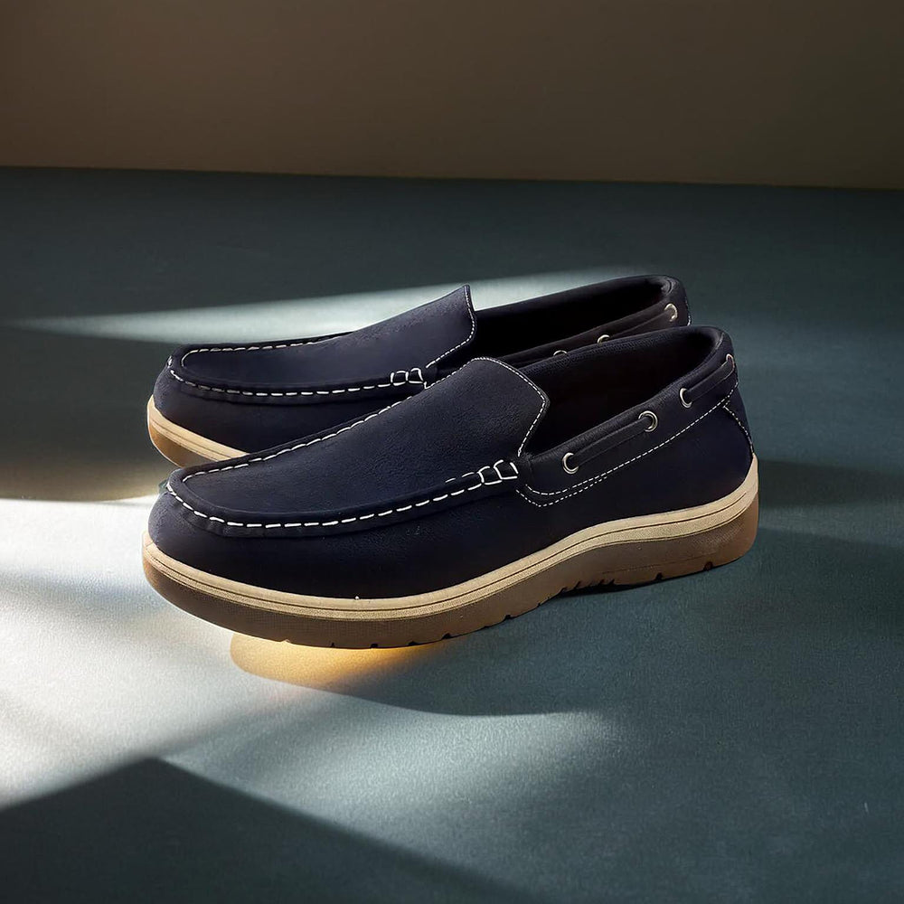 Exmouth Mens Slip On Boat Shoes (Size 10) - Navy