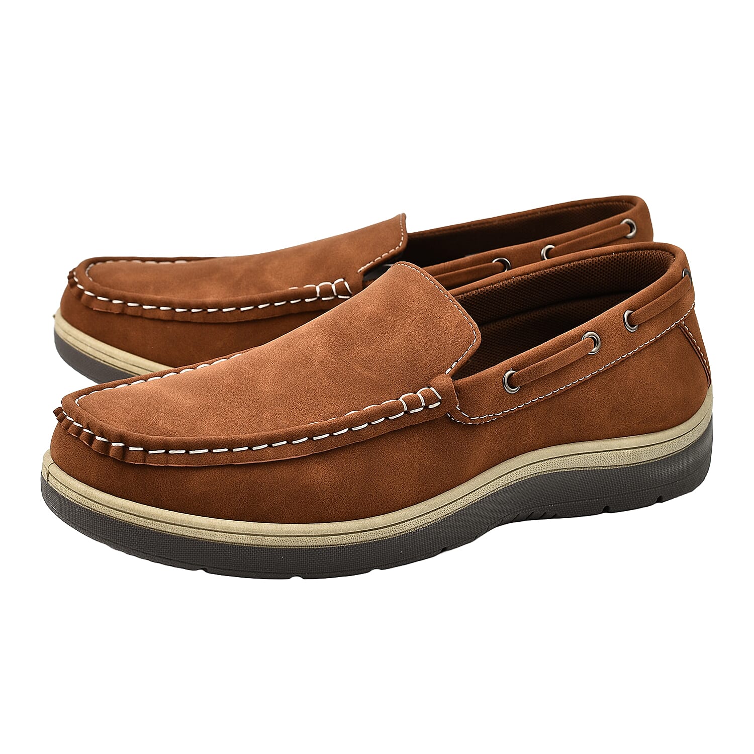 Exmouth Mens Slip On Boat Shoes (Size 7) - Brown