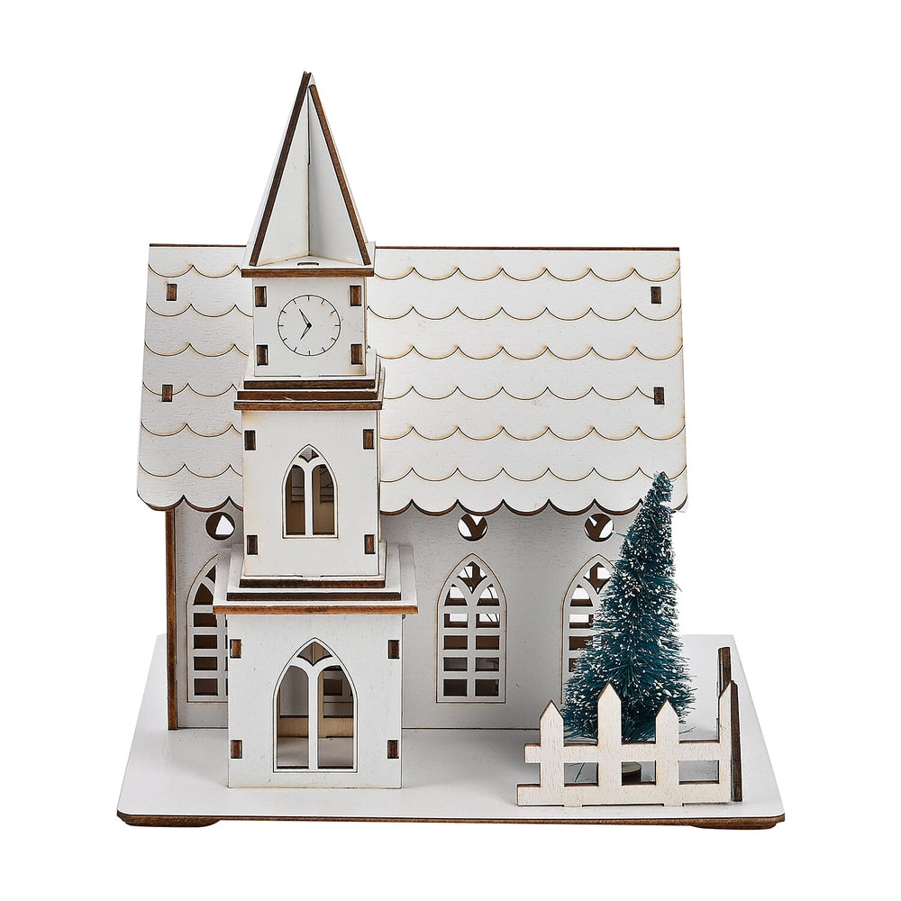 Christmas Tree - Church With Warm LED Light (Battery Operated, 2AA not inc.)