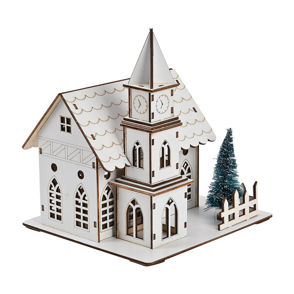 Christmas Tree - Church With Warm LED Light (Battery Operated, 2AA not inc.)
