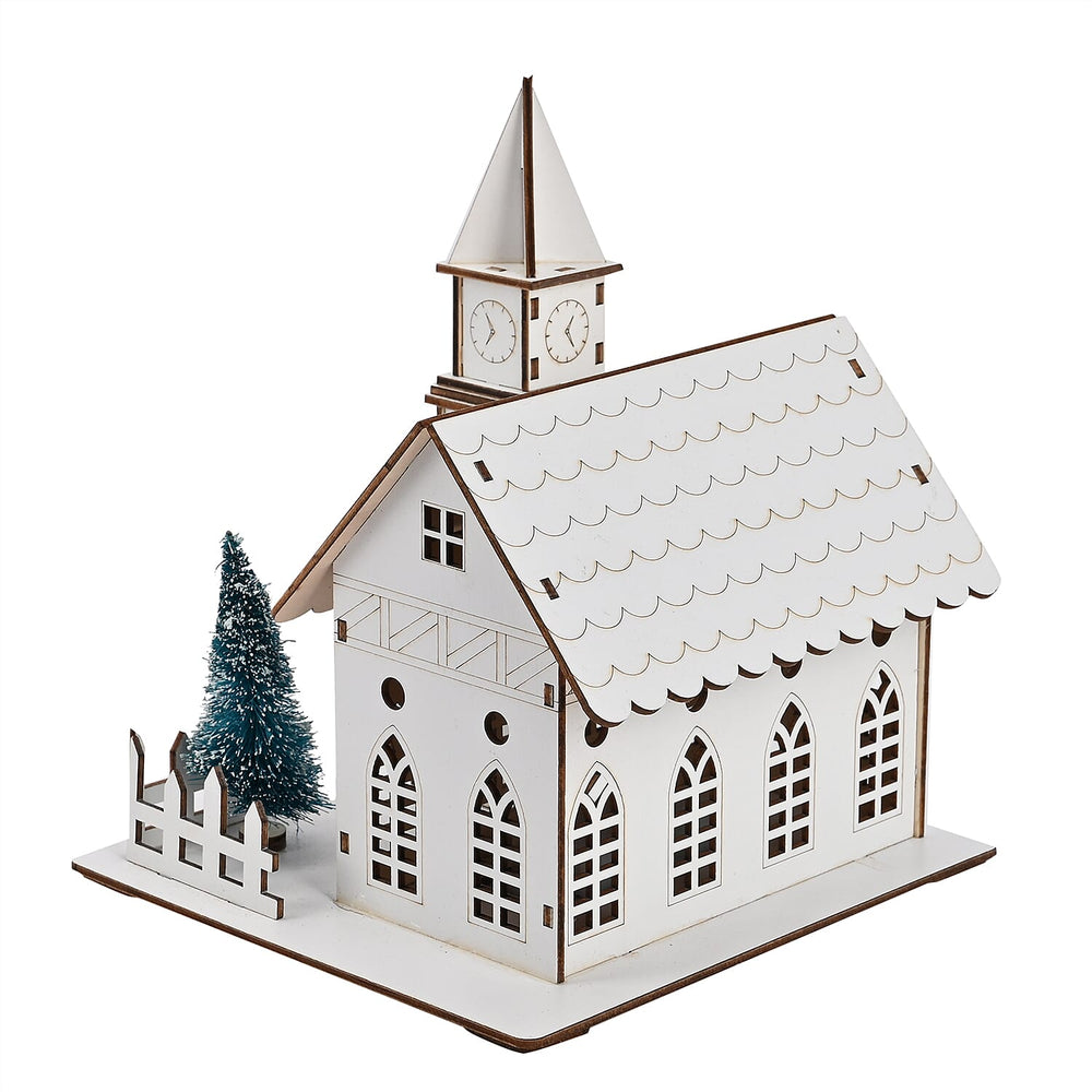 Christmas Tree - Church With Warm LED Light (Battery Operated, 2AA not inc.)