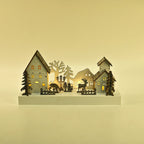 Exquisite Plywood Christmas Tree - House With 4 Warm LED Light(Battery Operated, 2AA Exclud.)