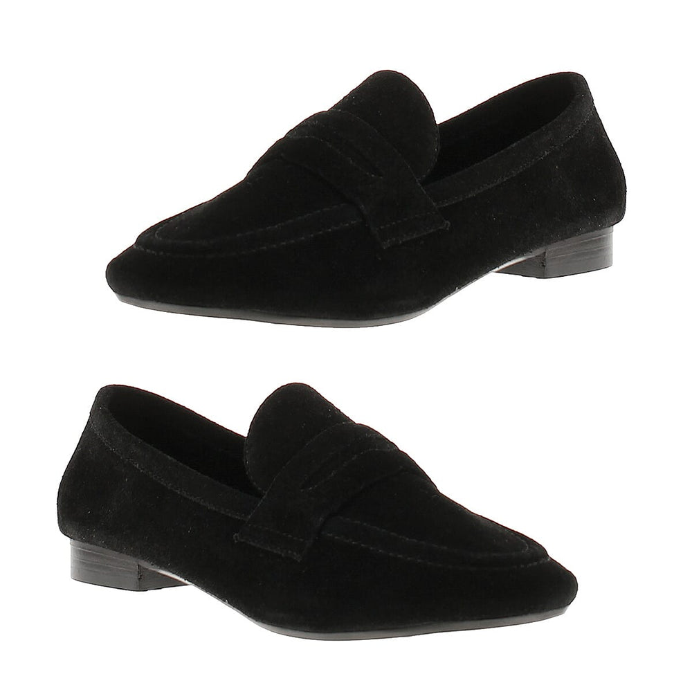 NV Champagne Metallic Genuine Leather Suede Loafers (Size 4) - Black