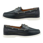 FRANK WRIGHT Keel Leather Boat Shoe (Size 8) - Navy